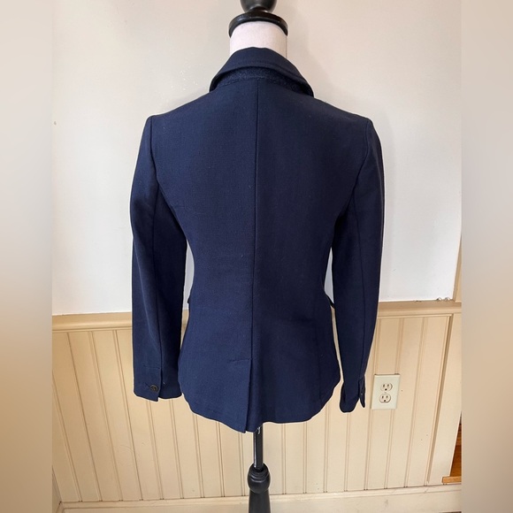 Lands End 1963 Thick Canvas Blazer Navy 2 Button Front 100% Cotton Womens Size 2 - Picture 3 of 9